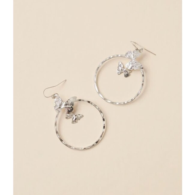 Ishya Butterfly Silver Hoop Earrings