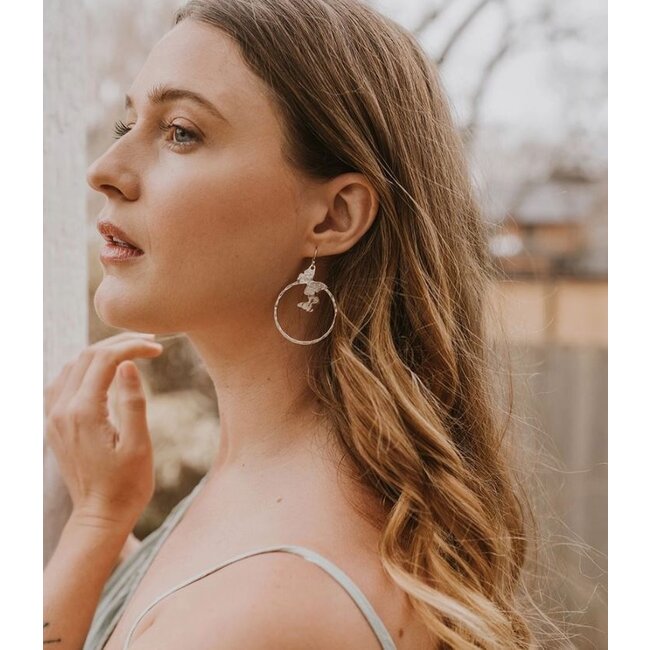 Ishya Butterfly Silver Hoop Earrings