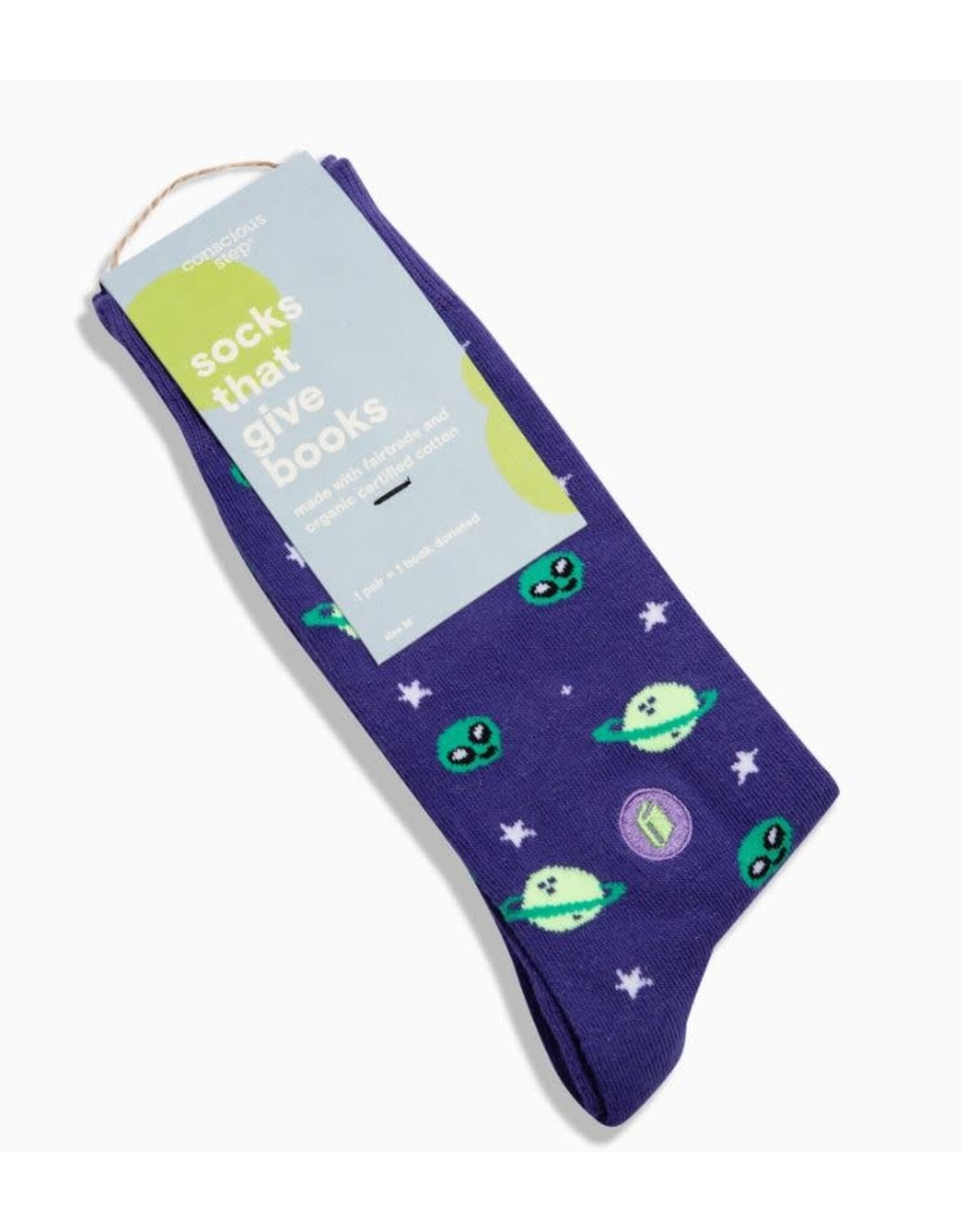 India Crew Socks That Give Books - Purple Planets