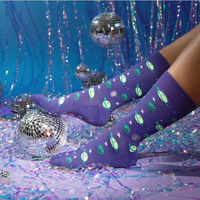 Conscious Step Crew Socks That Give Books - Purple Planets