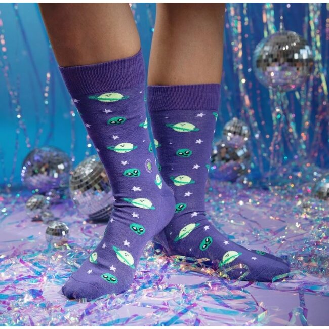 Conscious Step Crew Socks That Give Books - Purple Planets