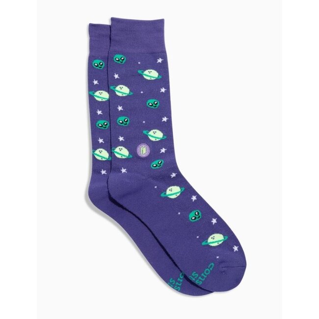Conscious Step Crew Socks That Give Books - Purple Planets