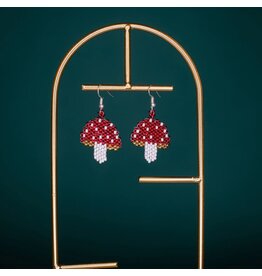 Guatemala Beaded Magic Mushroom Earrings, Guatemala