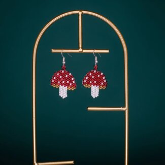 Guatemala Beaded Magic Mushroom Earrings