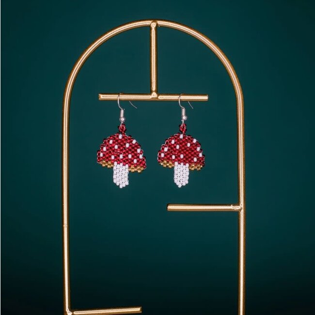 Beaded Magic Mushroom Earrings