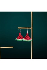 Guatemala Beaded Watermelon Slice Earrings, Guatemala