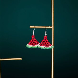Guatemala Earrings - Beaded Watermelon Slice