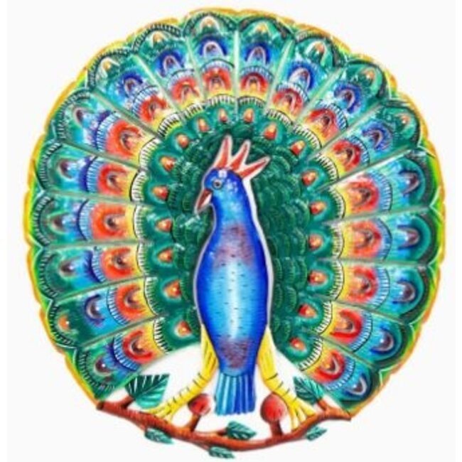 Vibrant Blue Peacock Cut Metal