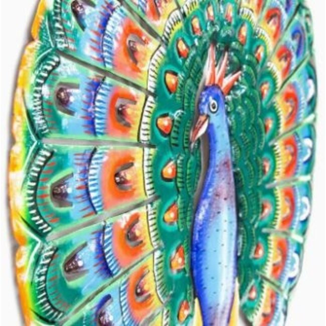 CLEARANCE Cut Metal Steel Drum Wall Art - Vibrant Blue Peacock