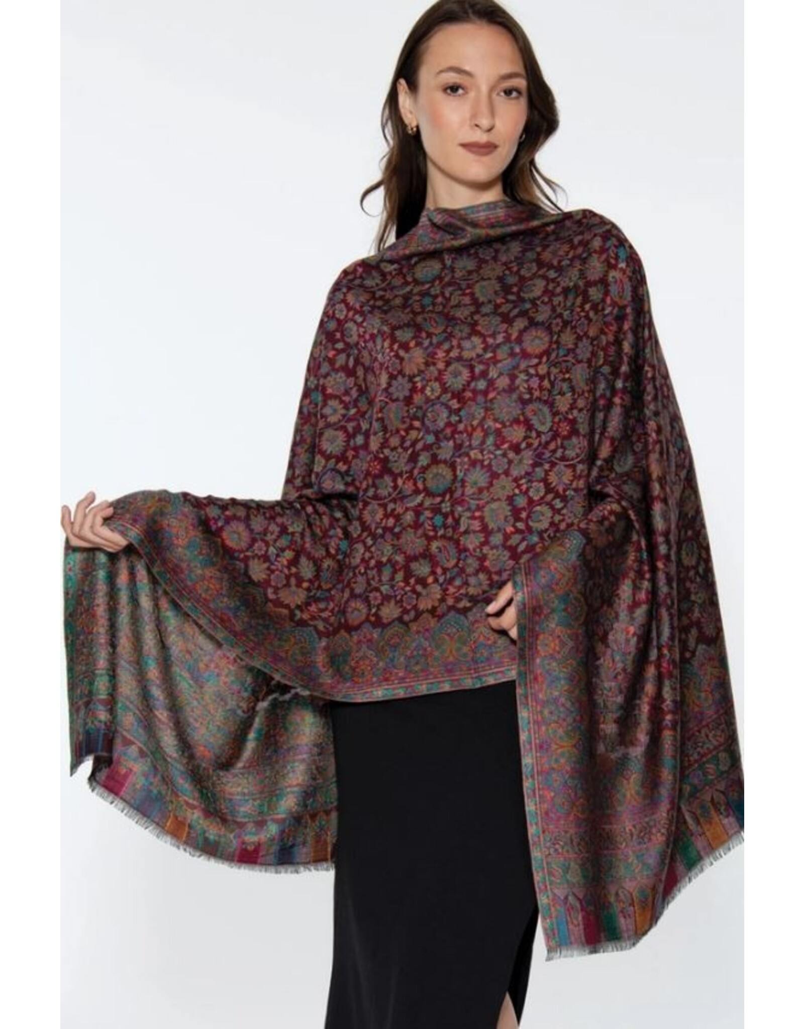 India Jamevar Shawl in Plum, India