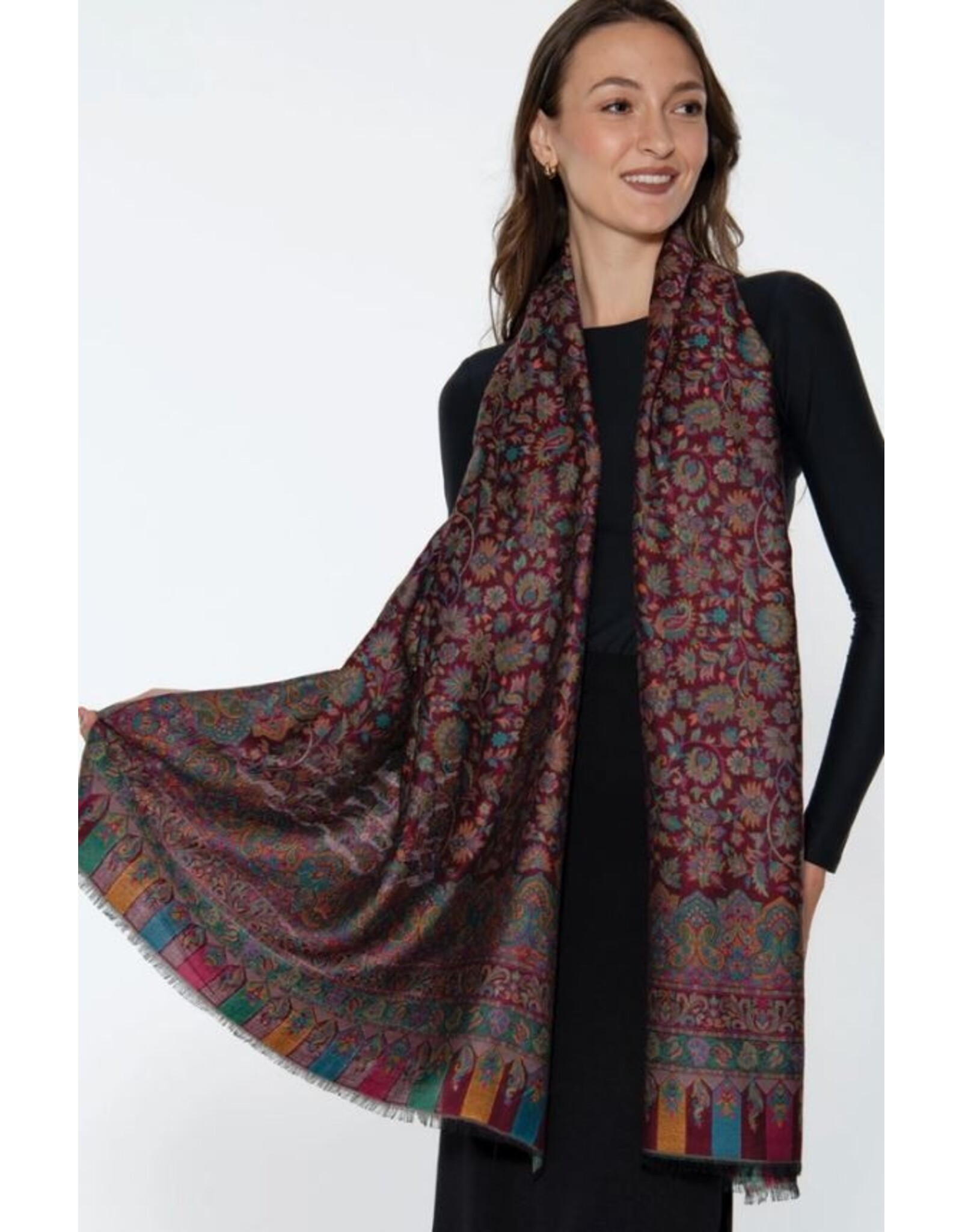 India Jamevar Shawl in Plum, India
