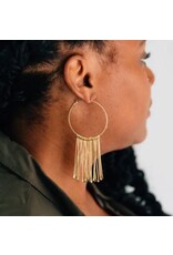 India Jaya Brass Fringe Hoop Earrings, India