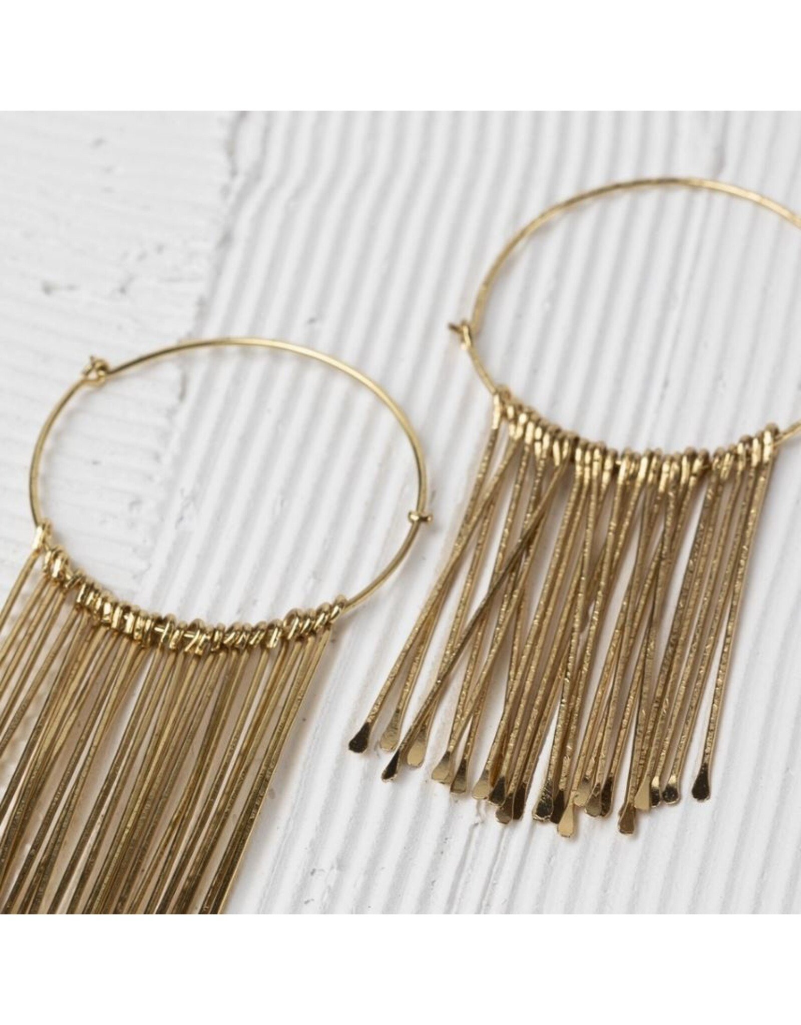 India Jaya Brass Fringe Hoop Earrings, India
