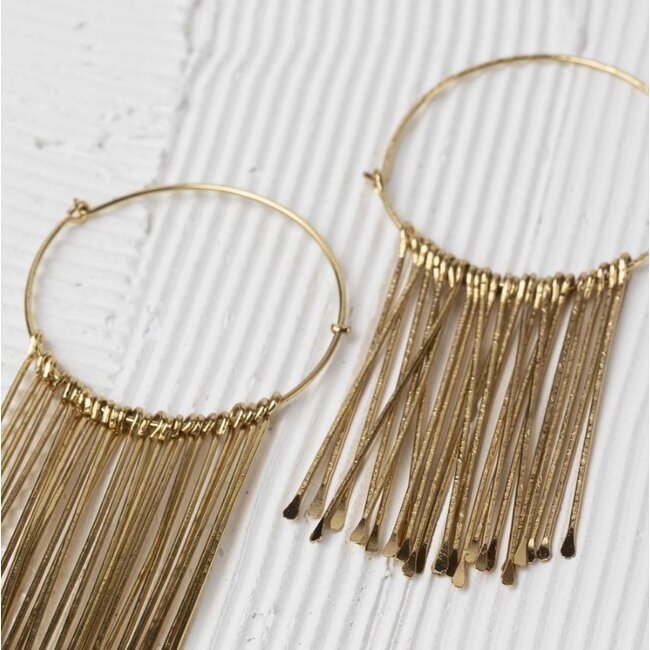 Jaya Brass Fringe Hoop Earrings