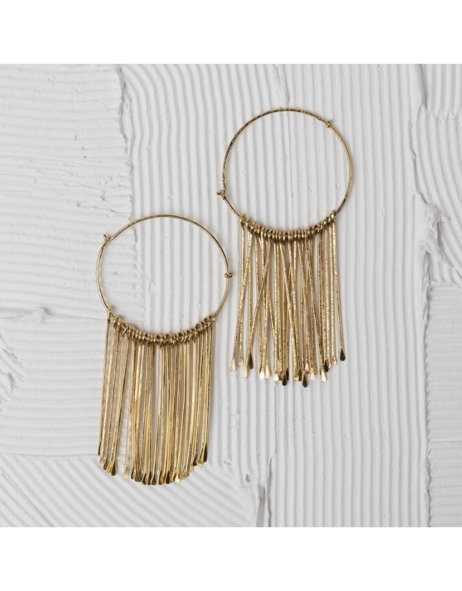 India Jaya Brass Fringe Hoop Earrings, India