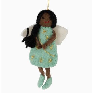 Nepal Blue Felt Angel Ornament