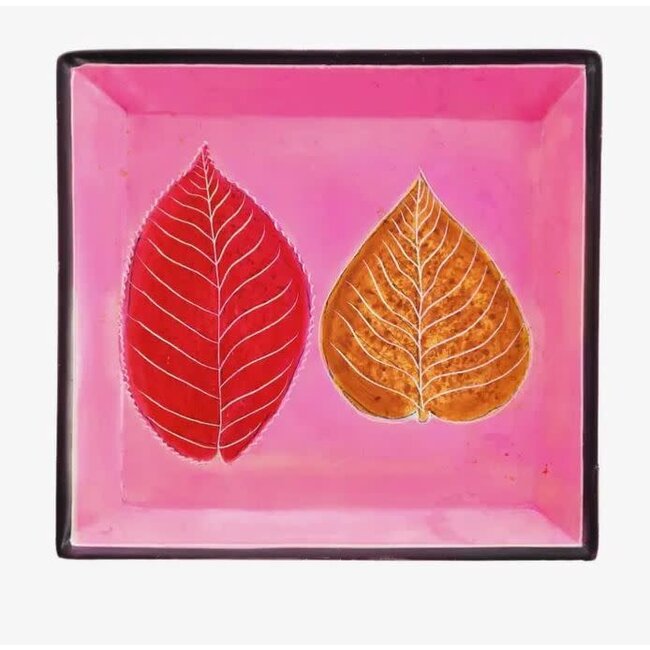 Pink Leaves Soapstone Dish