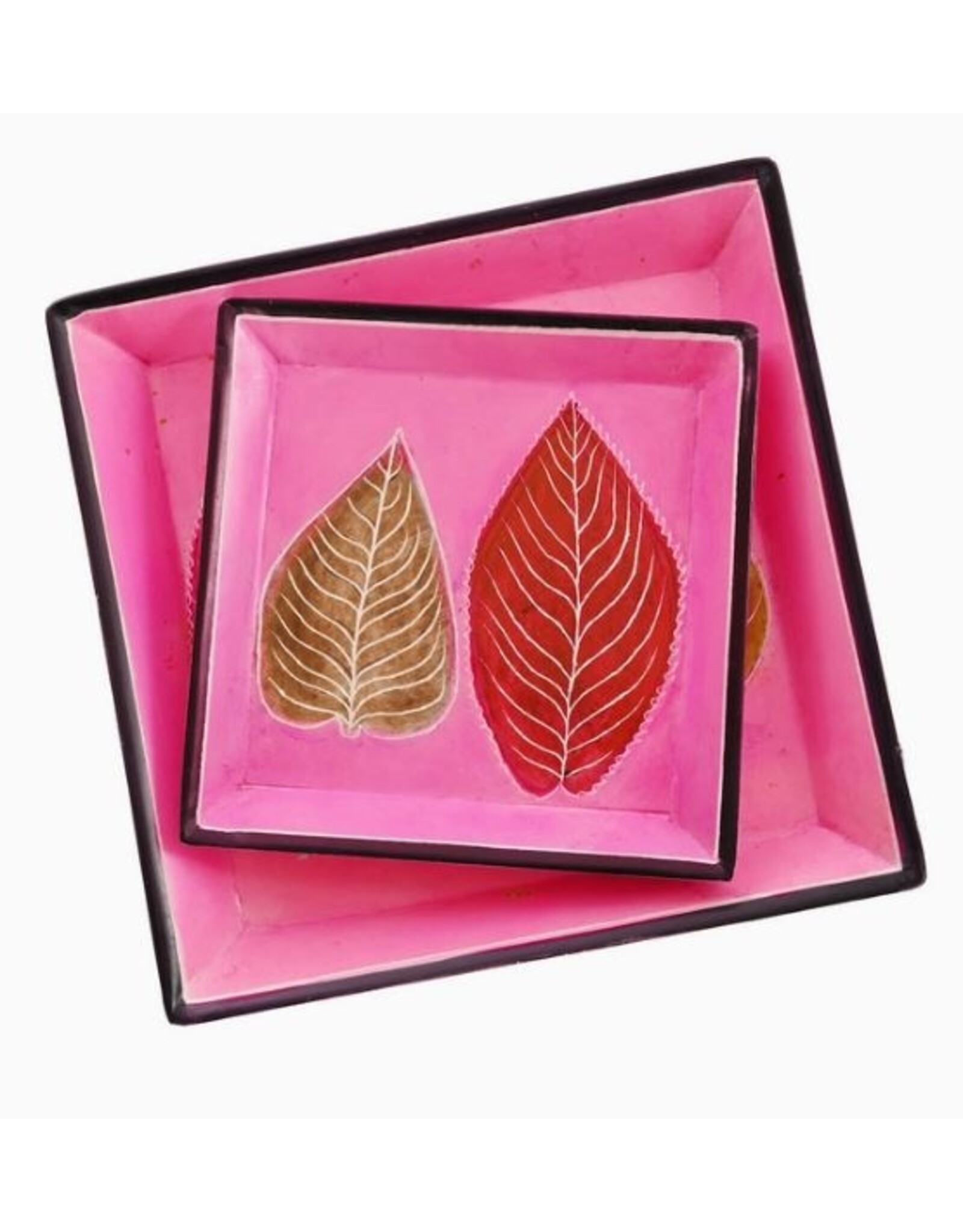 Kenya Pink Leaves Soapstone Dish