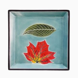 Kenya CLEARANCE Aqua Leaves Soapstone Dish