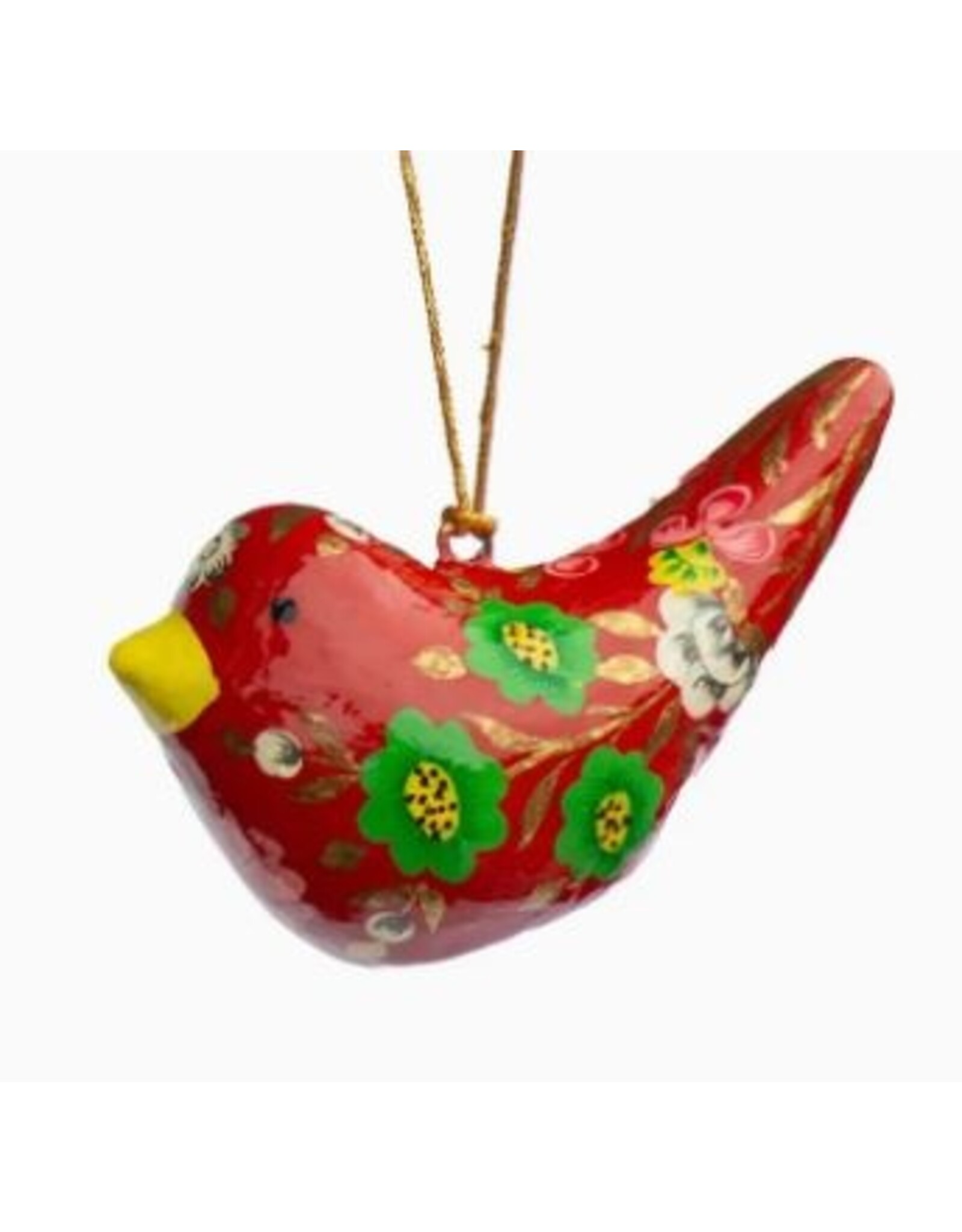 India Red Dove Paper Mache Ornament, India