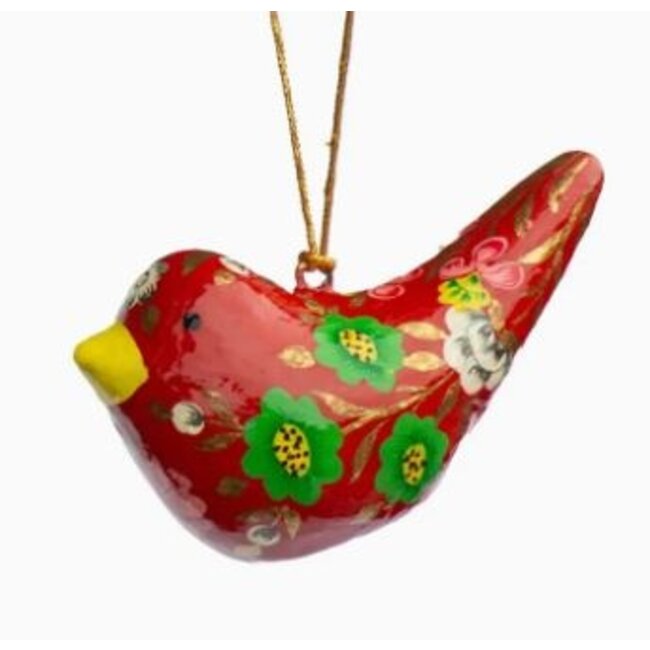 Red Dove Paper Mache Ornament