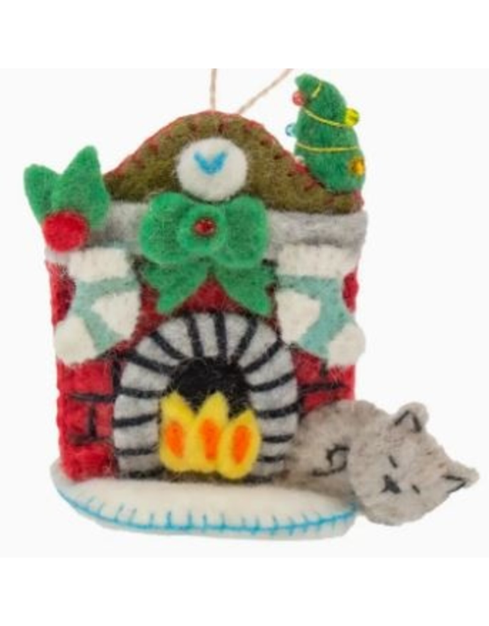 Nepal Night Before Christmas Cat Felt Ornament, Nepal