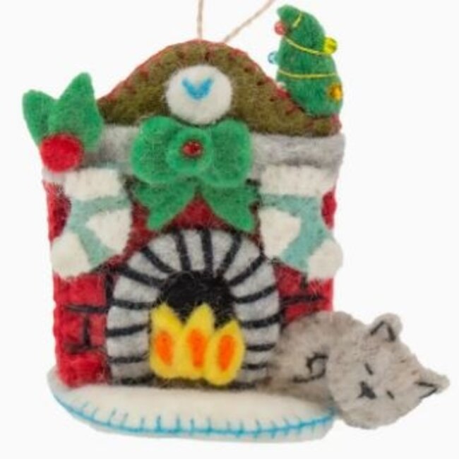 Night Before Christmas Cat Felt Ornament
