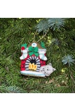 Nepal Night Before Christmas Cat Felt Ornament, Nepal