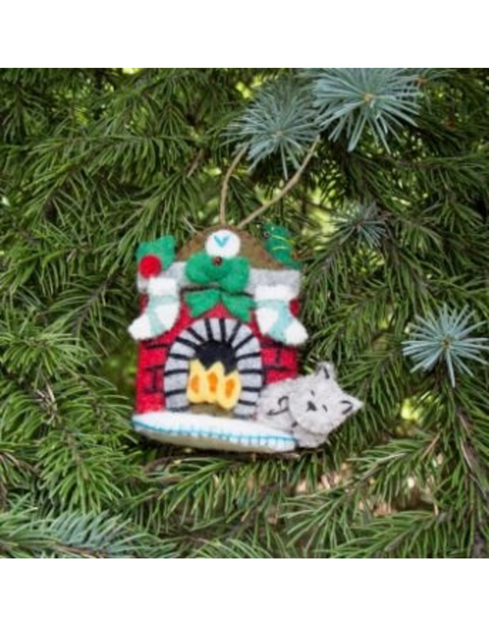 Nepal Night Before Christmas Cat Felt Ornament, Nepal