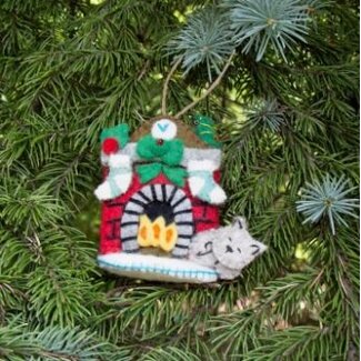 Nepal Night Before Christmas Cat Felt Ornament Nepal Night Before Christmas Cat Felt Ornament