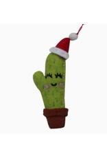 Nepal Santa Hat Cactus Felt Ornament, Nepal