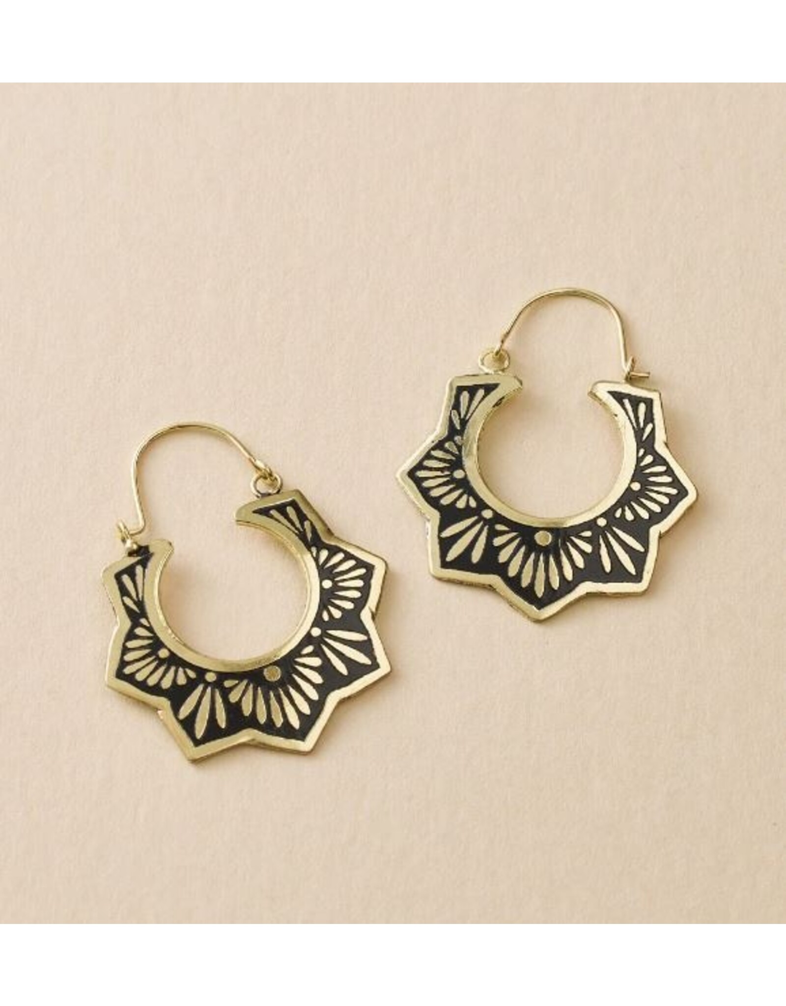 India Nisha Lotus Hoop Earrings