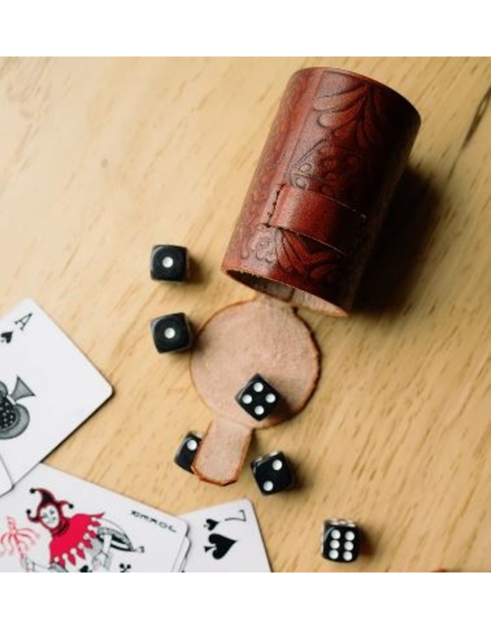 India Leather Dice Cup w/ 6 Dice, India