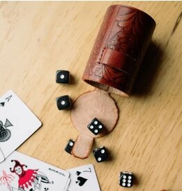 India Leather Dice Cup w/ 6 Dice, India