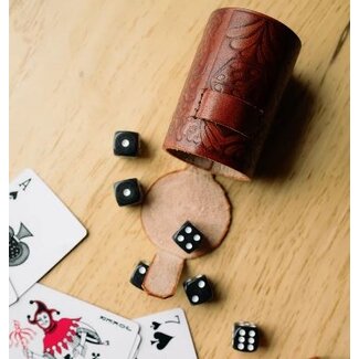 India Leather Dice Cup w/ 6 Dice