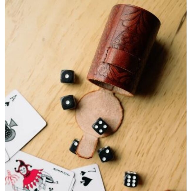 Leather Dice Cup w/ 6 Dice