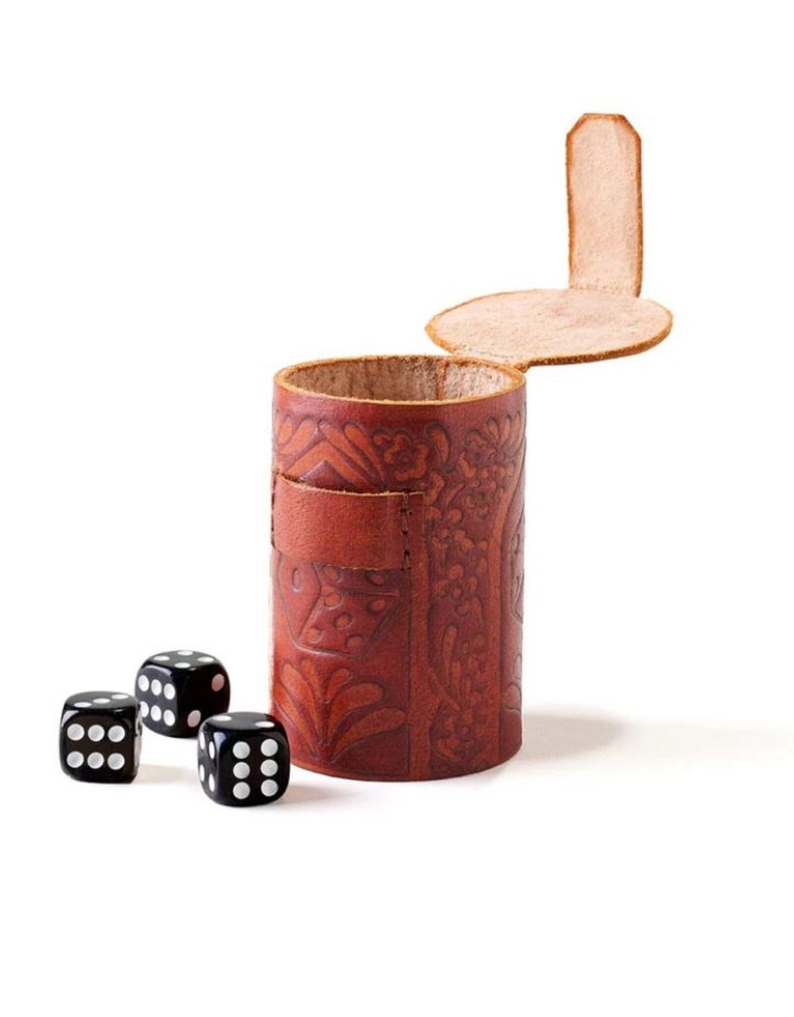 India Leather Dice Cup w/ 6 Dice, India