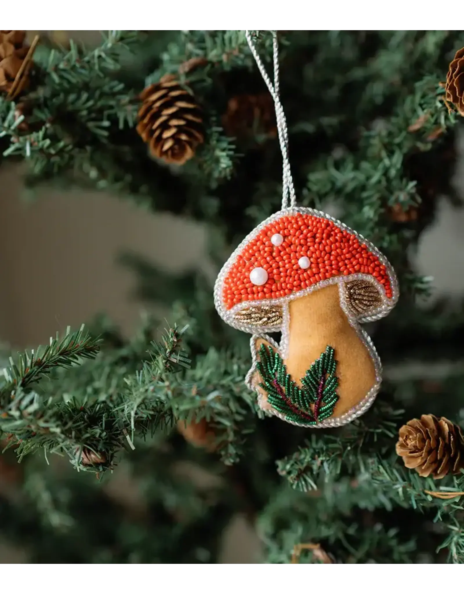 India Larissa Plush Mushroom Ornament, India