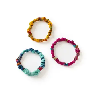 India Priya Upcycled Sari Scrunchie/Bracelet - Set of 3