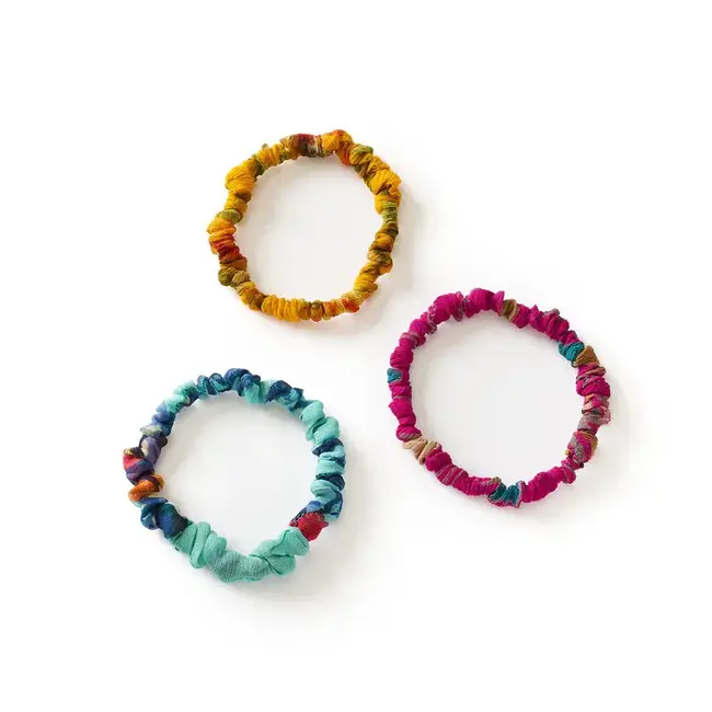 Priya Upcycled Sari Scrunchie/Bracelet - Set of 3