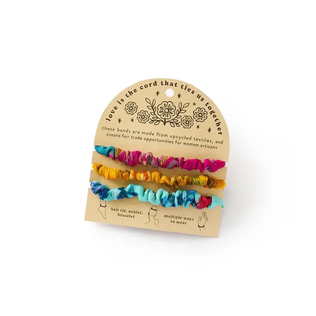 Priya Upcycled Sari Scrunchie/Bracelet - Set of 3