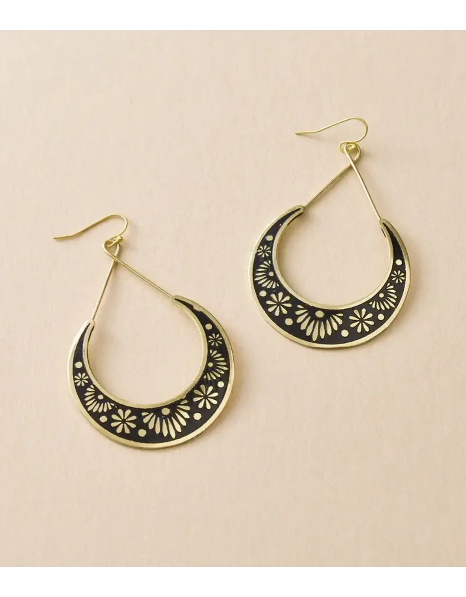 India Nisha Crescent Moon Hoop Earrings, India