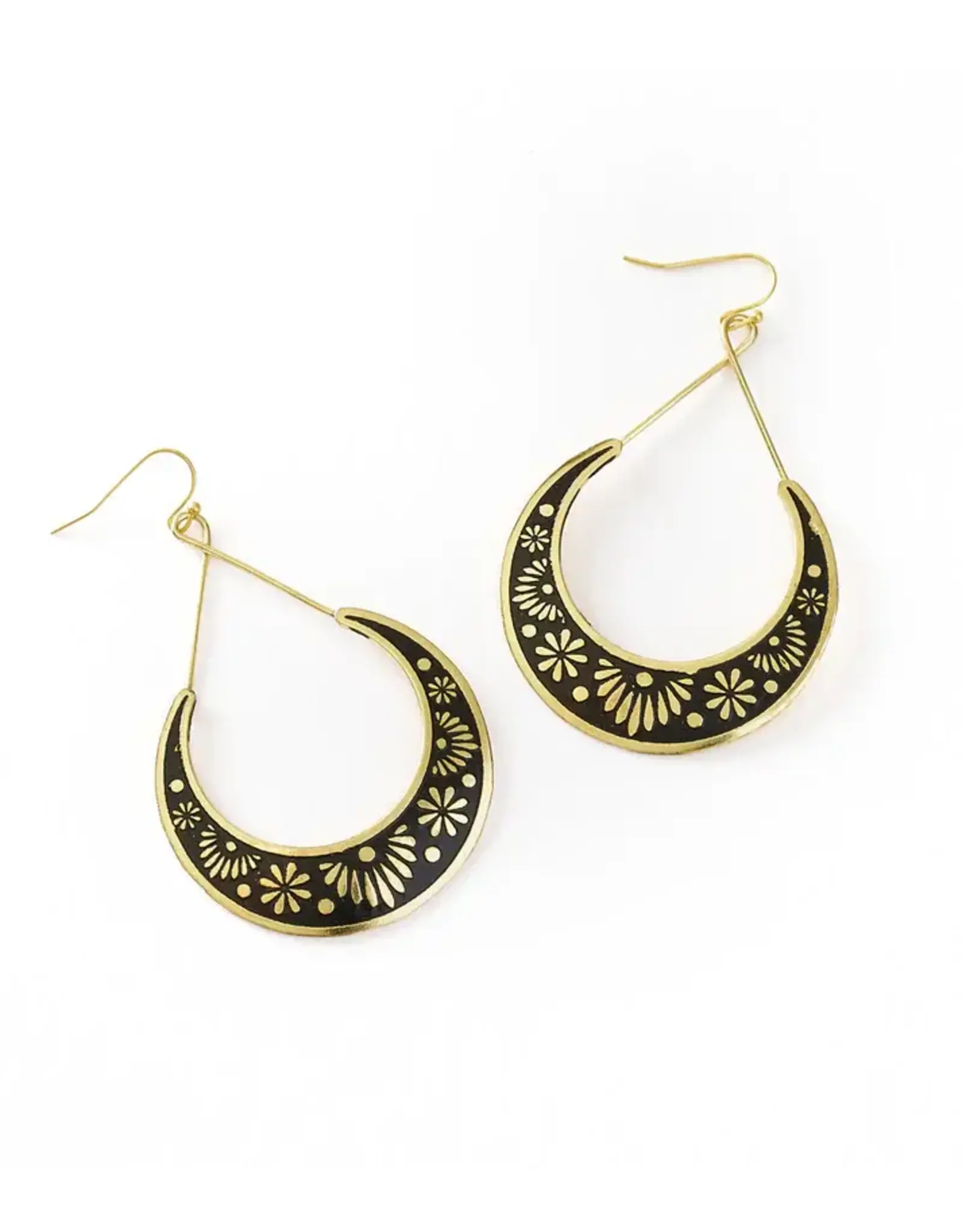 India Nisha Crescent Moon Hoop Earrings, India