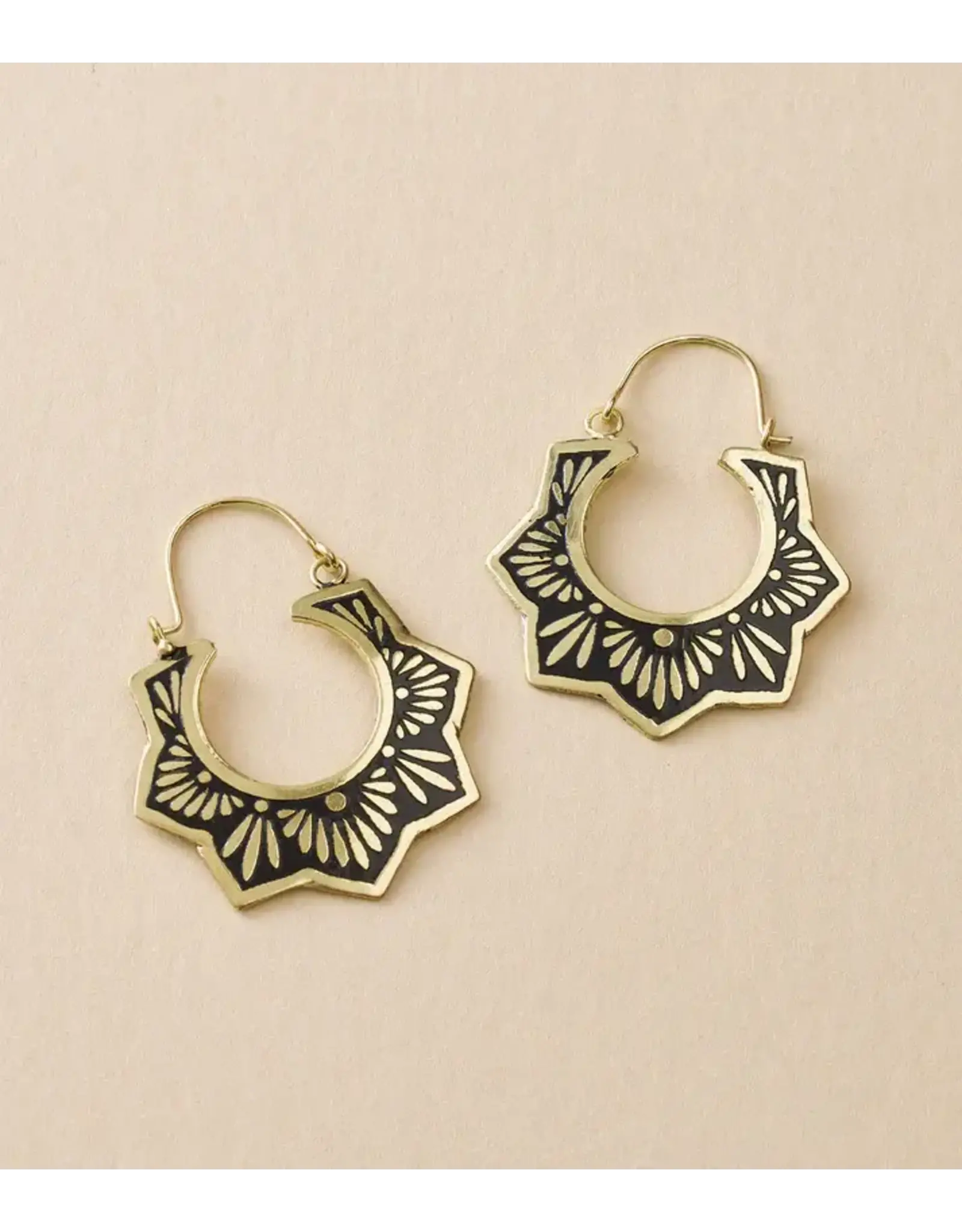 India Nisha Lotus Hoop Earrings