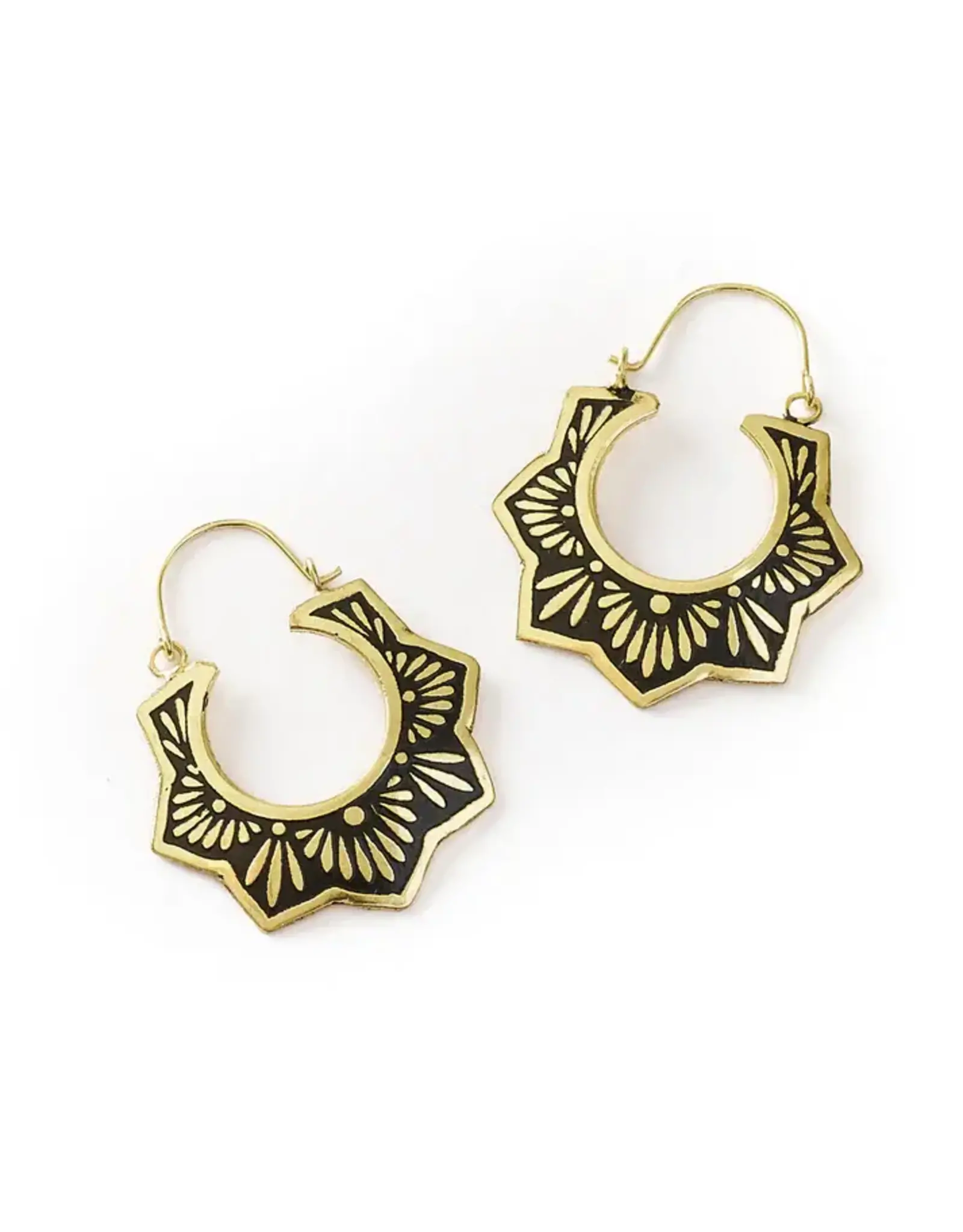 India Nisha Lotus Hoop Earrings