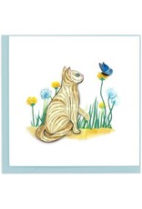 Vietnam Quilled White Cat & Butterfly Card, Vietnam