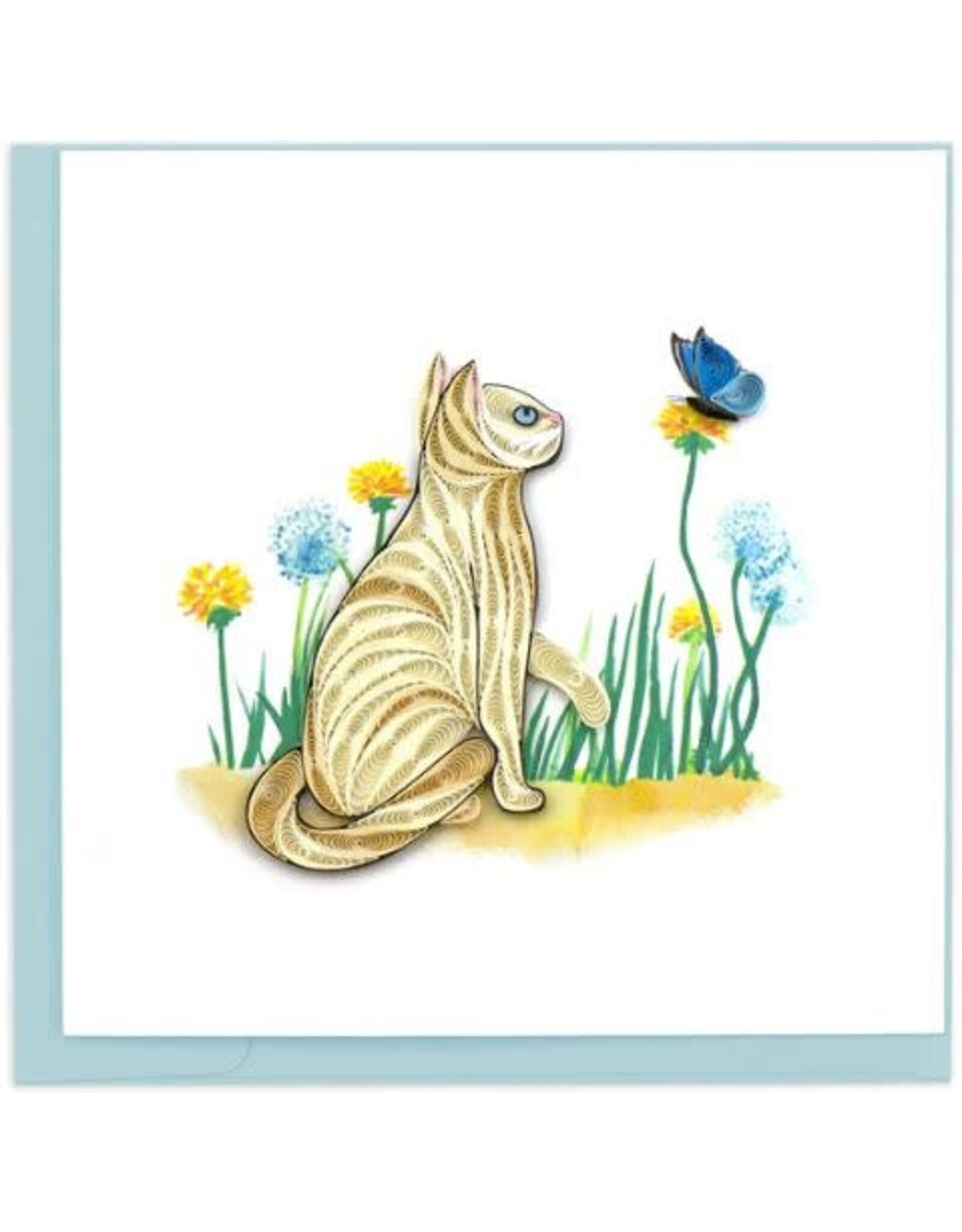 Vietnam Quilled White Cat & Butterfly Card, Vietnam