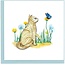 Vietnam Quilled Card - White Cat & Butterfly