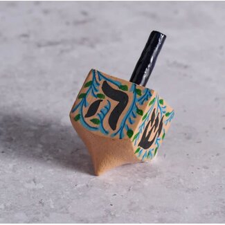 India Painted Wood Dreidel