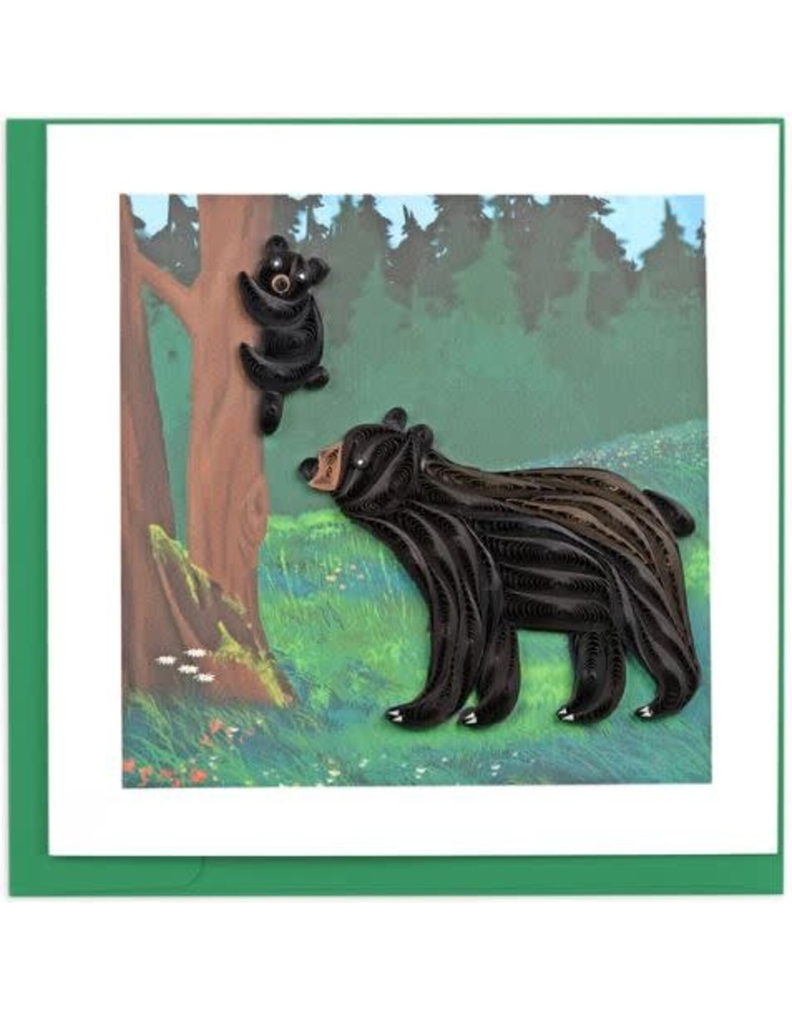 Vietnam Quilled Black Bear & Cub Card